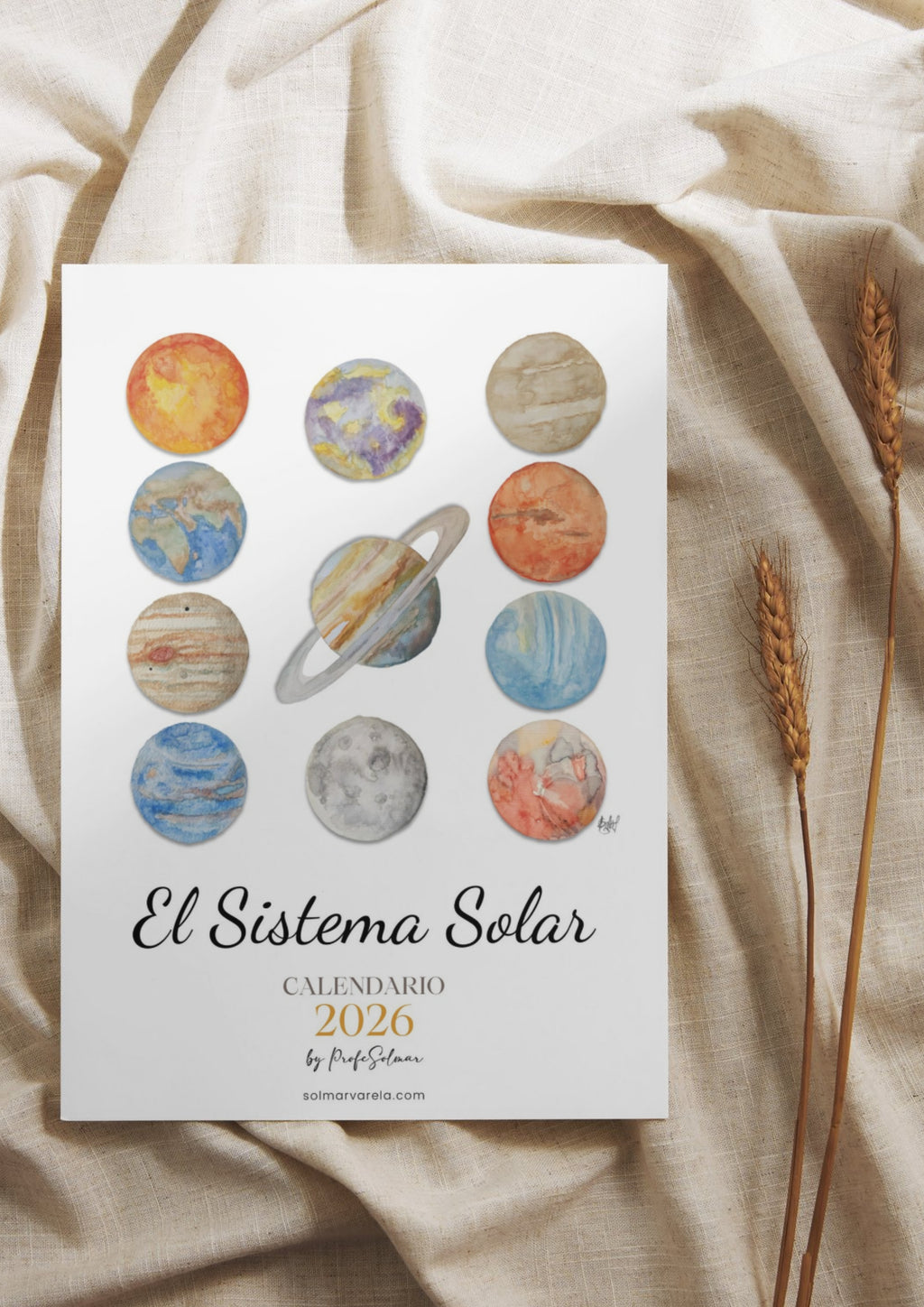Calendario, El Sistema Solar 2026 -  Acuarela - by ProfeSolmar