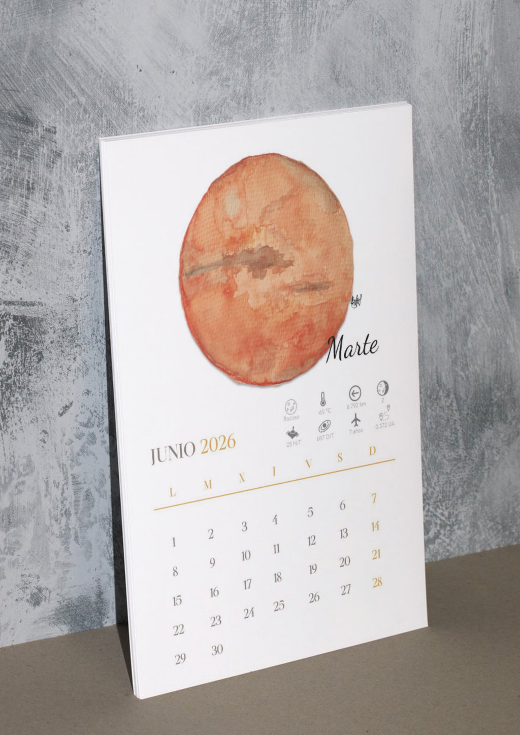 Calendario, El Sistema Solar 2026 -  Acuarela - by ProfeSolmar